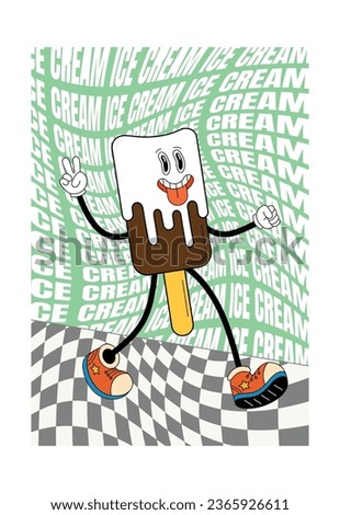 chill vintage ice cream cone characters artwork vector