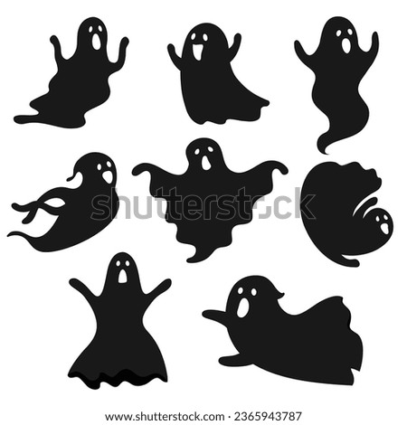 Set of creepy ghosts. Scary ghost monsters on white background.