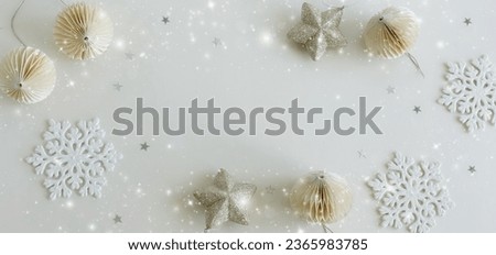 Christmas background template with copy space in white colors.Beautiful Xmas greeting card.New Year decor frame mockup .