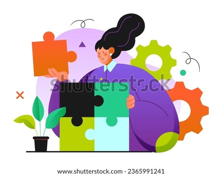 a woman is holding a puzzle piece