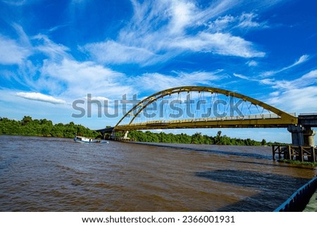 yellow bridge of ketapang region, west kalimantan Royalty-Free Stock Photo #2366001931