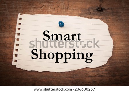 Text smart shopping on note paper 