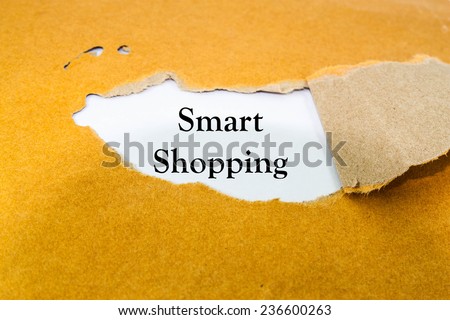 Text smart shopping on brown envelope