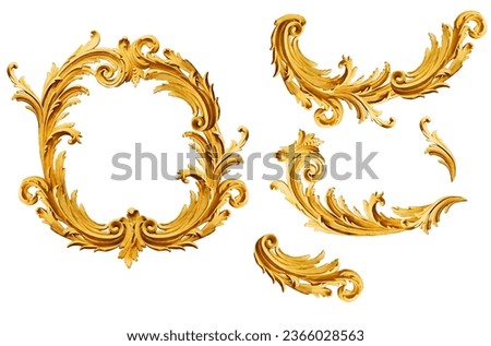 Golden baroque and  ornament elements Royalty-Free Stock Photo #2366028563