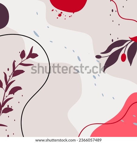 Background of bright floral abstract elements in minimalism style. Vector illustration.