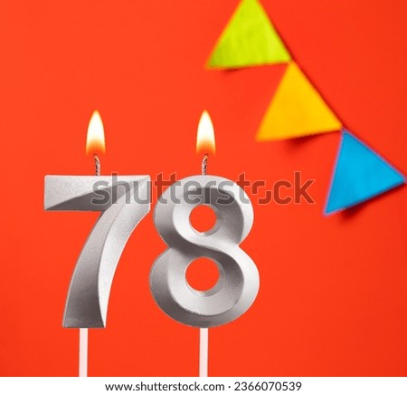 Birthday card - Number 78 candle in orange background