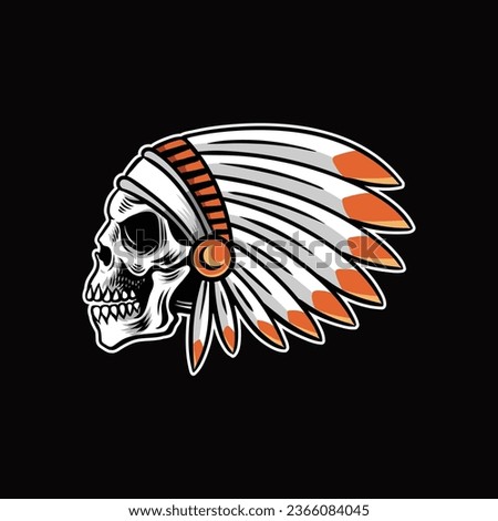 Indian chief vector image skull illustration Royalty-Free Stock Photo #2366084045