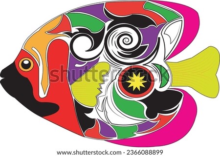 Fishing vector design logo template. - fish logo Vector - fish Vector-fish Batik vector- colorful fish vector image-coloring image