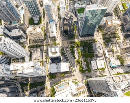Aerial overhead city stock photography