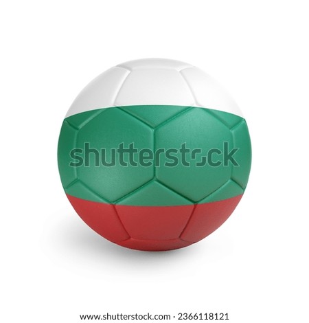 3D soccer ball with Bulgaria team flag. Isolated on white background