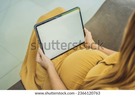 Mobile pregnancy online maternity application. Pregnant mother using phone. Pregnancy, medicine, pharmaceutics, health care and people concept