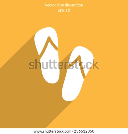 Vector beach sandals web flat icon. Eps 10.