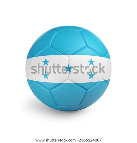3D soccer ball with Honduras team flag. Isolated on white background