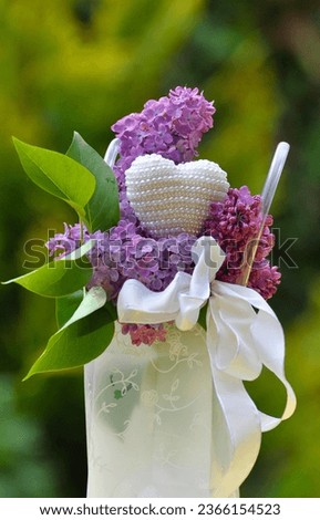 Mother's Day Arrangement in Small Bag, Blue Lilac with Heart