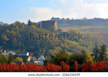 Baden-Württemberg, Cleebronn, Michaelsberg, Cleebronn Castle, wine landscape in autumn Royalty-Free Stock Photo #2366156559
