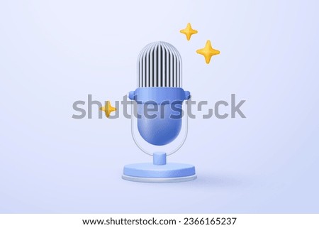 3d microphone icon with voice for announce promotion. mic record for music singing and audio or podcast minimal 3d concept. 3d microphone icon vector render illustration for alert and announcement