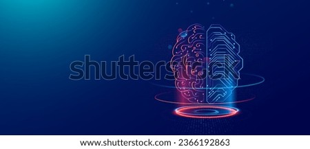 Human Brain on technology background. Digital brain. Artificial intelligence. Vector illustration