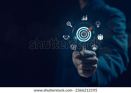 target icon digital business growth. concept of manager vision performance to a business plan and focus goal strategy of corporate to achieve the purpose of success invest objective to grow of company Royalty-Free Stock Photo #2366212195