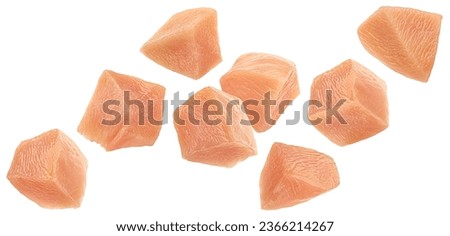 Raw chicken fillet chunks isolated on white background Royalty-Free Stock Photo #2366214267