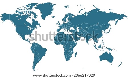 World map. Silhouette map. Color modern vector