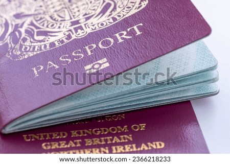 Close up of British passports. Royalty-Free Stock Photo #2366218233