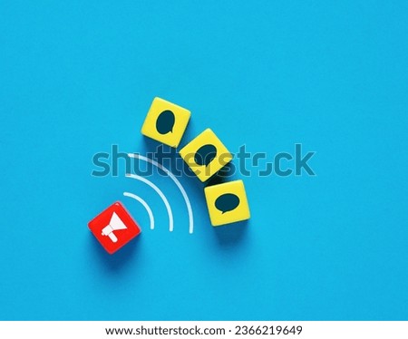 Broadcasting and advertisement concept. Communication, announcement or activism. Public opinion, reviews and comments. Royalty-Free Stock Photo #2366219649