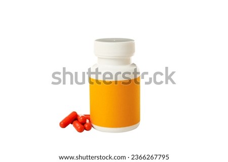 PNG, plastic jar with pills, isolated on white background. Royalty-Free Stock Photo #2366267795