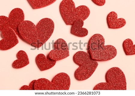 Beautiful hearts made of paper on pink background. National Sweetest Day Royalty-Free Stock Photo #2366281073