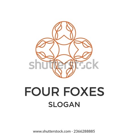 Abstract four foxes logo design