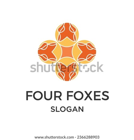Abstract four foxes logo design
