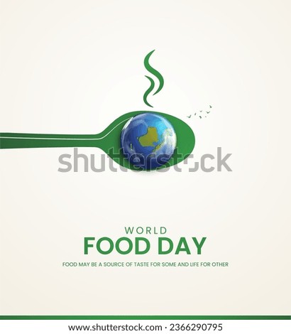 World Food Day. Food Day creative ads, International Food Day design for banners, posters, and 3D Illustrations. Royalty-Free Stock Photo #2366290795