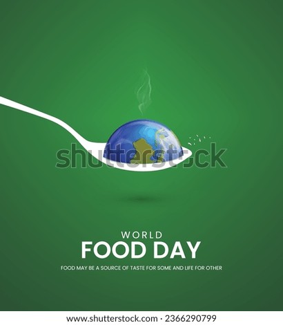 World Food Day. Food Day creative ads, International Food Day design for banners, posters, and 3D Illustrations. Royalty-Free Stock Photo #2366290799