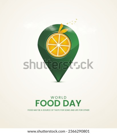 World Food Day. Food Day creative ads, International Food Day design for banners, posters, and 3D Illustrations. Royalty-Free Stock Photo #2366290801