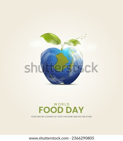 World Food Day. Food Day creative ads, International Food Day design for banners, posters, and 3D Illustrations. Royalty-Free Stock Photo #2366290805