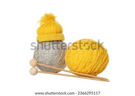 PNG, Cozy hobby - knitting, isolated on white background