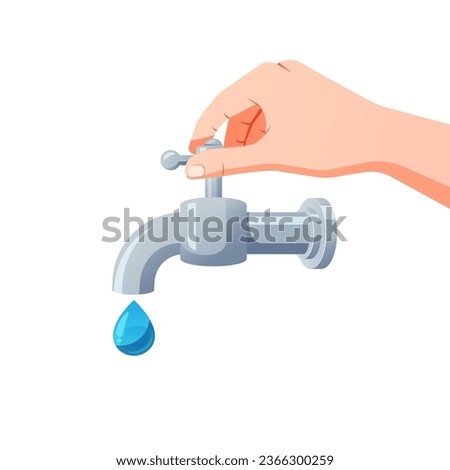 illustration of closing the water tap vector. Royalty-Free Stock Photo #2366300259