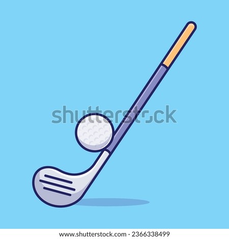 Golf stick cartoon vector illustration sport equipment concept icon isolated