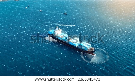 AI technology. Global Logistics international delivery concept, World map logistic and supply chain network distribution container Ship running for export import to customs cean concept isometric	 Royalty-Free Stock Photo #2366343493