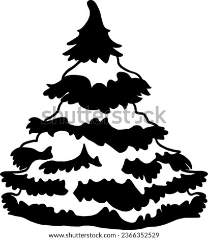 Christmas tree in doodle style for New Year and Christmas celebration. Simple fir tree in flat style.