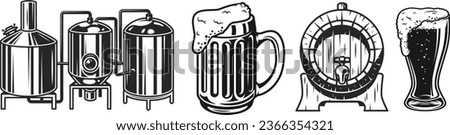 Beer Glass and mug vector design, set of beer, beer mug vector clip art