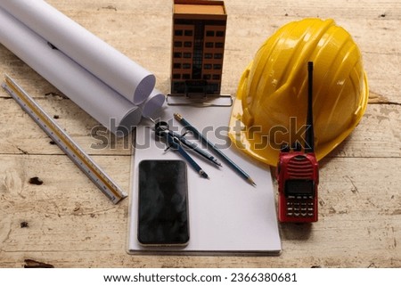 engineer table tools no one person on wooden table