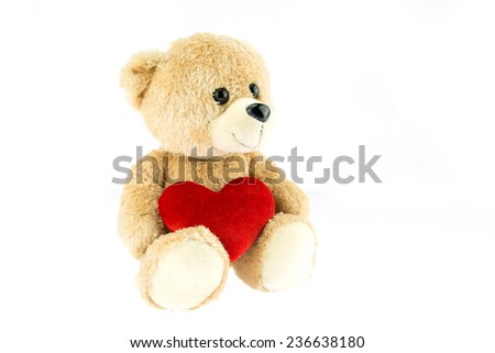 teddy Bear with Heart on white background, concept valentine