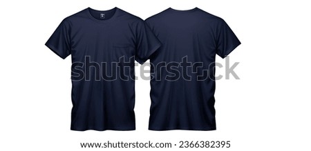 neavy blue T-shirt with nothing isolated on white background , Front and back view