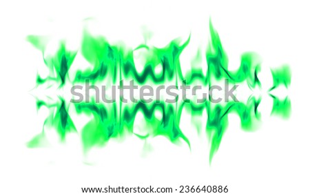 Green fire abstract and flames shapes on a black background