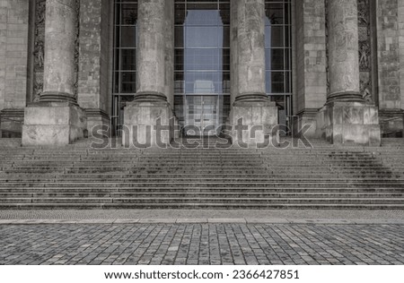Entrance to the Reichstag building in Berlin, Germany Royalty-Free Stock Photo #2366427851
