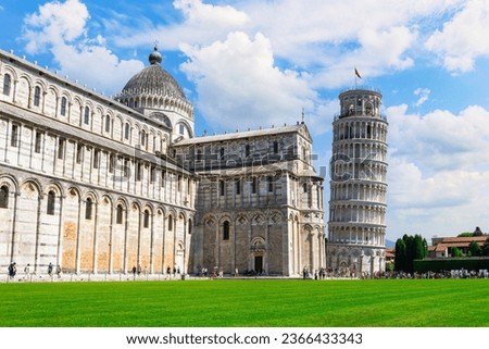 Tower and cathedral, famous landmarks of Pisa, Italy Royalty-Free Stock Photo #2366433343