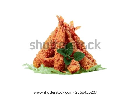 Fried, Royal, tiger prawns, in tempura, on a white background, isolate, Royalty-Free Stock Photo #2366455207