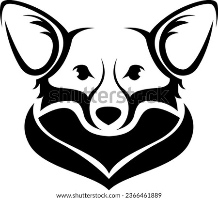Corgi dog tattoo, tattoo illustration, vector on a white background.