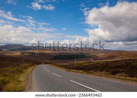 Amazing road in Cairnwell Pass in the Scottish Highlands, Scotl