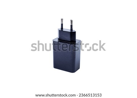 USB Type C adapter or hub with various accessories - pendrives, hdmi, ethernet, VGA DP HDMI, cables. various converter cables for computers and smartphones isolated on white Royalty-Free Stock Photo #2366513153